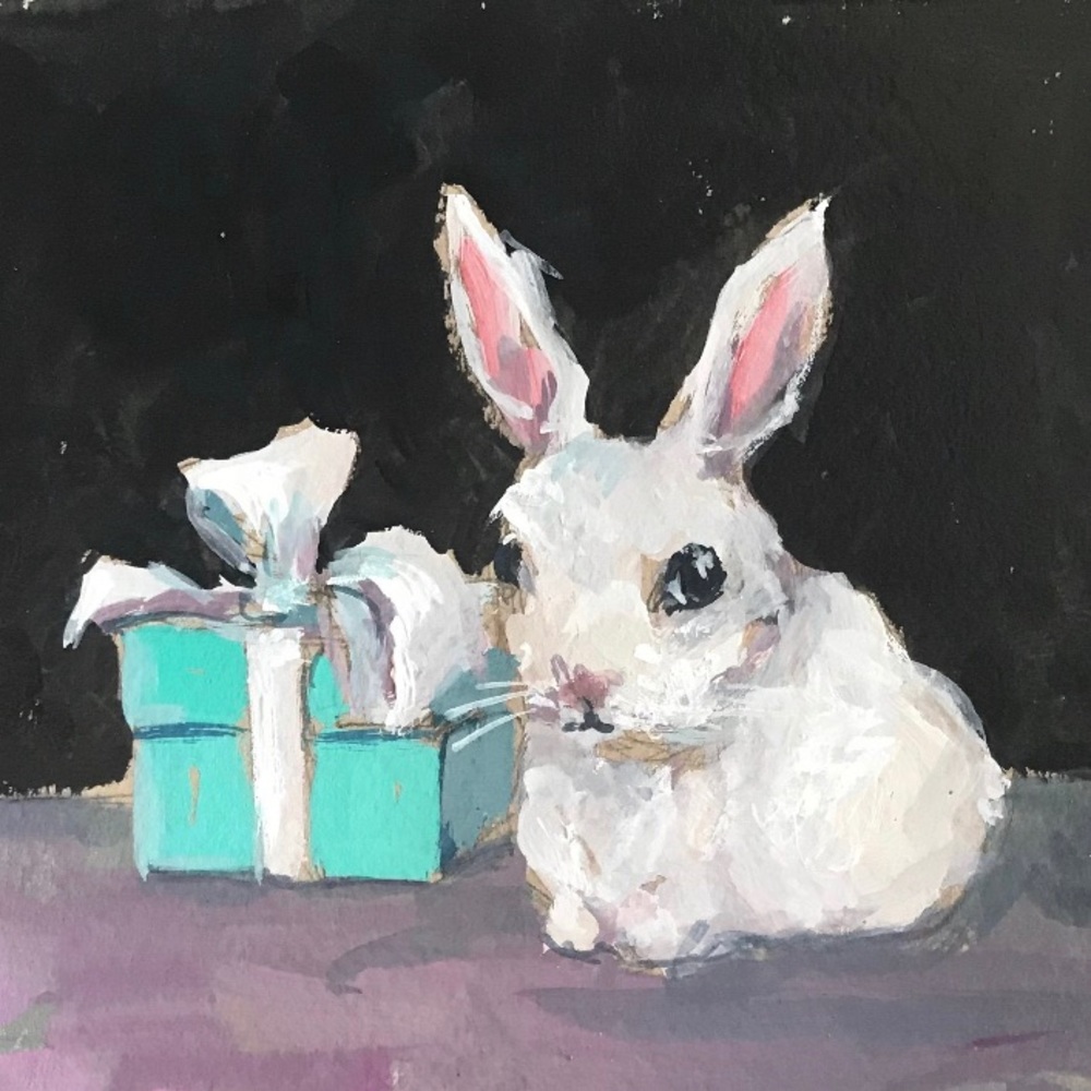 Tiffany & Co. Gift Box with White Rabbit Painting